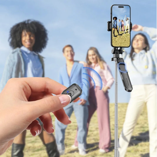 MEUYAG Trípode para palo selfie con luz de relleno monopié de 1708 mm de largo, control remoto Bluetooth, 360 ° Rotación, Interfaz 1/4, para teléfono móvil