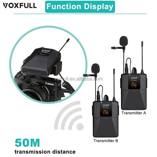 Voxfull Wlj02 High-Quality Wireless Lavalier Microphone Lapel Microphone System Comes With Two 3.5mm Cables