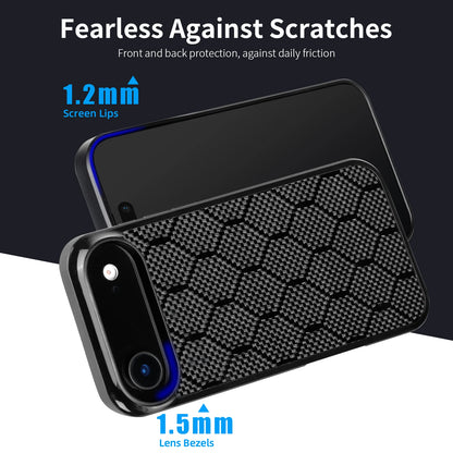 Shockproof Armor Cover - Carbon Fiber Magnetic Case With Honeycomb Block Texture for iPhone 11 12 13 14 15 16 17 Air Pro Max