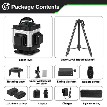 HGLINE Professional 16 Lines Laser Level With APP Remote Control Selfleveling 360° Horizontal And Vertical Laser Level