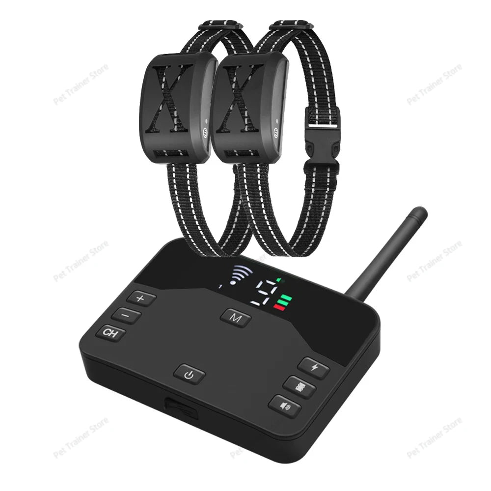 2 In 1 Electric Pet Wireless Fence Dog Training Collar Anti Runaway Up to 3 Dogs Outdoor Pet Containment Rechargeable System