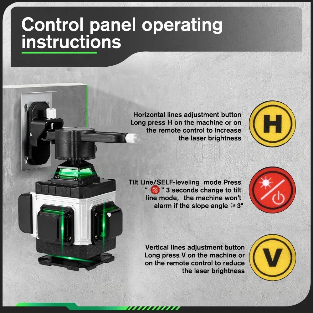HGLINE Professional 16 Lines Laser Level With APP Remote Control Selfleveling 360° Horizontal And Vertical Laser Level