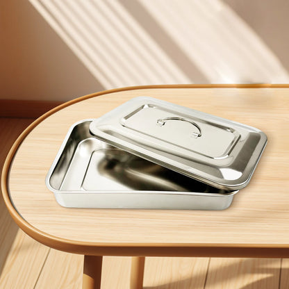 Bandeja Dental con tapa, caja de desinfección de acero inoxidable, caja de almacenamiento de instrumentos médicos quirúrgicos para odontología, contenedor de esterilización