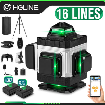 HGLINE Professional 16 Lines Laser Level With APP Remote Control Selfleveling 360° Horizontal And Vertical Laser Level