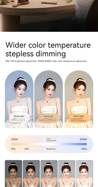 Roreta Handheld LED Ring Light Rechargeable Portable Selfie Fill Light for Mobile Phone Live Broadcast Photography Desktop Rabbit Cage