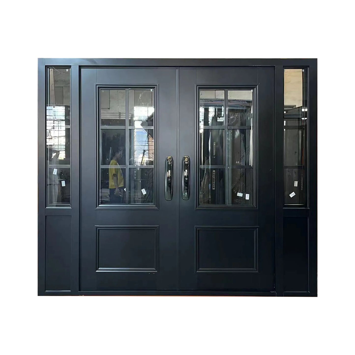 Customized door service, Heavy Duty Theft Proof Waterproof Main Double iron Door Designs For Houses Double Front Doors