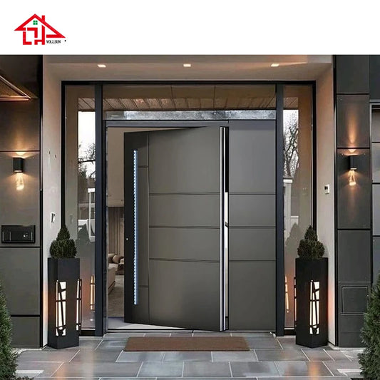 Modern Luxury Custom Aluminum Pivot Front Door, High-Security Exterior Entry Door for Villa aluminum entrance door