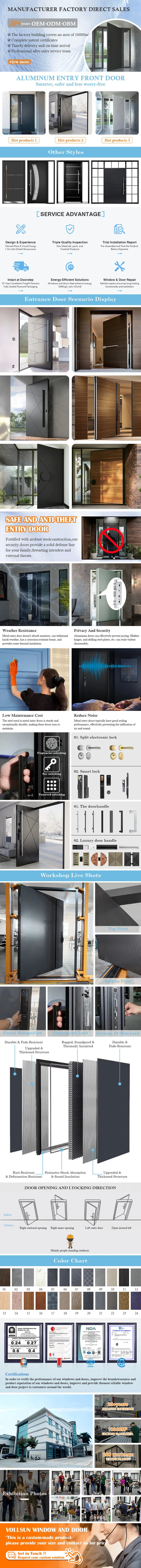 Modern Luxury Custom Aluminum Pivot Front Door, High-Security Exterior Entry Door for Villa aluminum entrance door