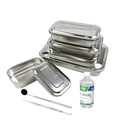 Bandeja Dental con tapa, caja de desinfección de acero inoxidable, caja de almacenamiento de instrumentos médicos quirúrgicos para odontología, contenedor de esterilización