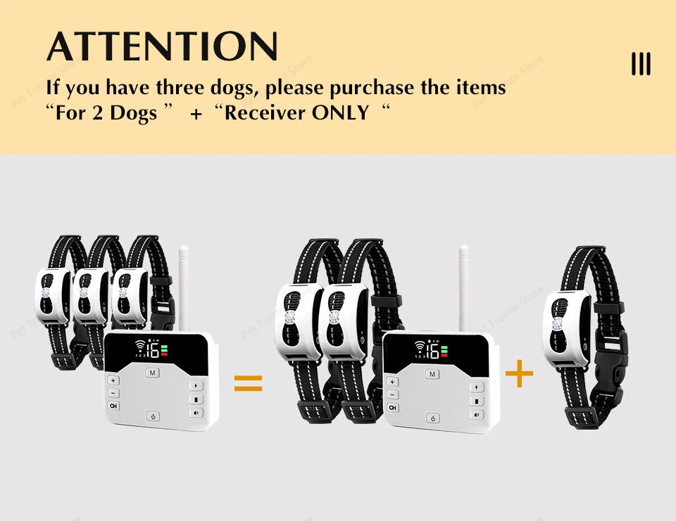 2 In 1 Electric Pet Wireless Fence Dog Training Collar Anti Runaway Up to 3 Dogs Outdoor Pet Containment Rechargeable System