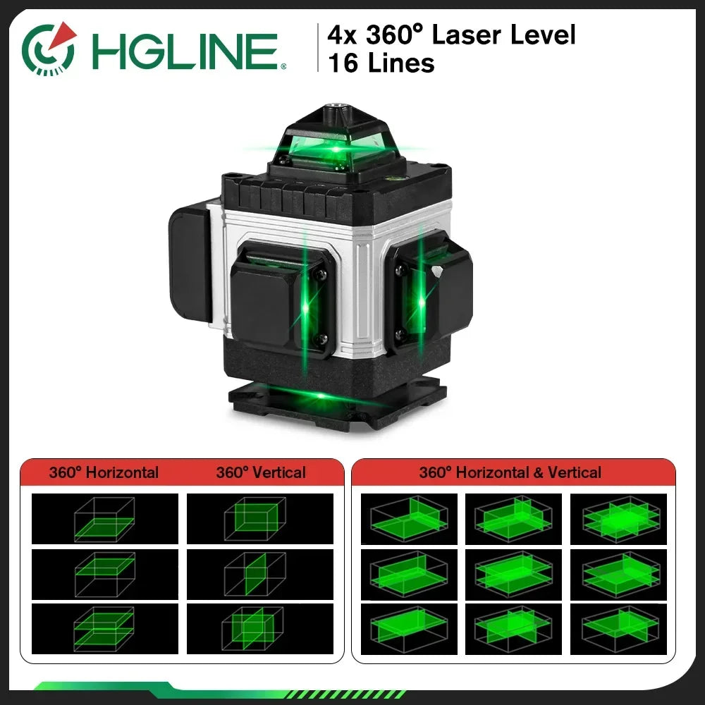 HGLINE Professional 16 Lines Laser Level With APP Remote Control Selfleveling 360° Horizontal And Vertical Laser Level