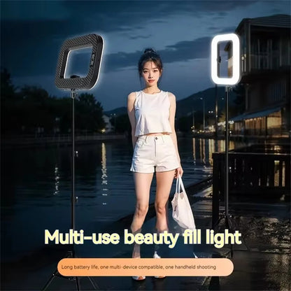 Roreta Handheld LED Ring Light Rechargeable Portable Selfie Fill Light for Mobile Phone Live Broadcast Photography Desktop Rabbit Cage