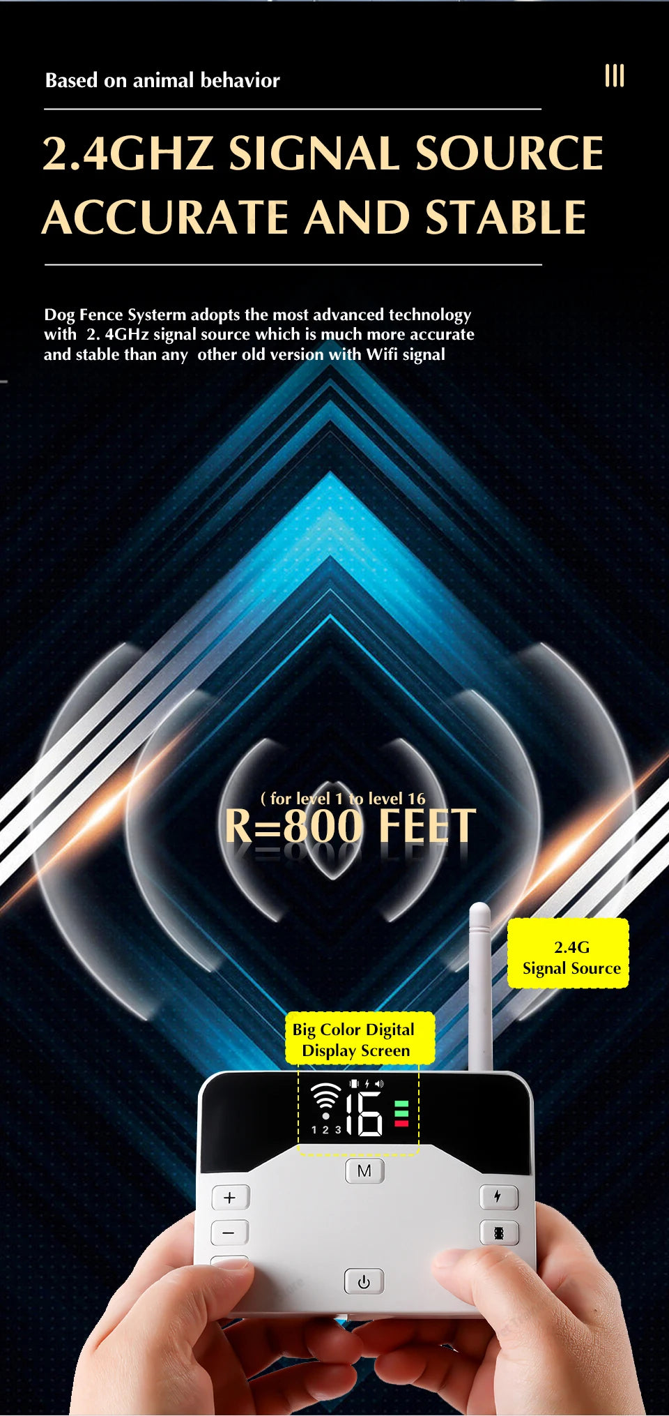 2 In 1 Electric Pet Wireless Fence Dog Training Collar Anti Runaway Up to 3 Dogs Outdoor Pet Containment Rechargeable System