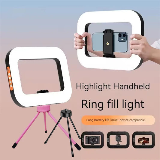 Roreta New Handheld Ring LED Rechargeable Portable Mobile Phone Live Broadcast Photography Desktop Rabbit Cage Selfie fill Light