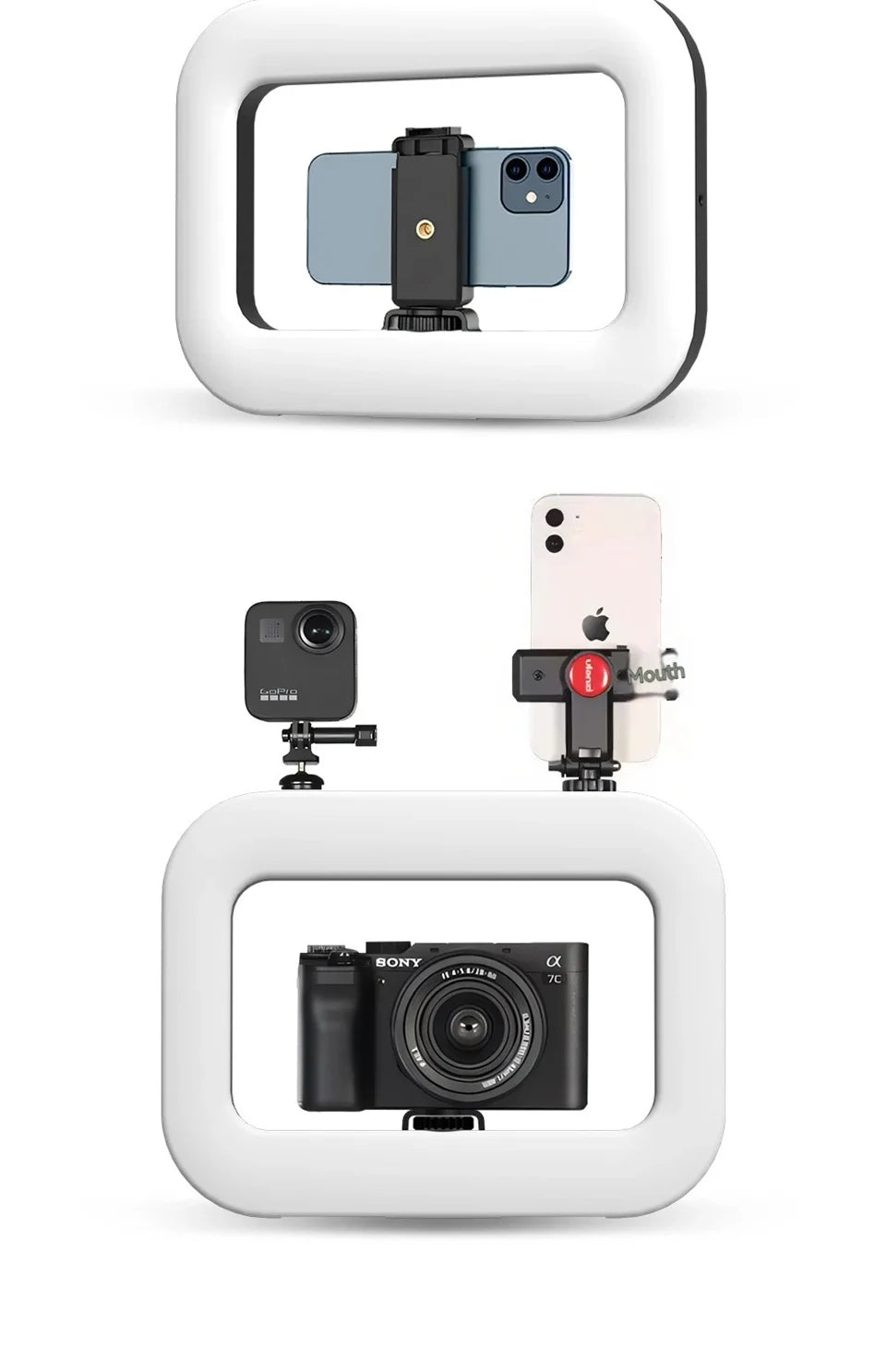 Roreta Handheld LED Ring Light Rechargeable Portable Selfie Fill Light for Mobile Phone Live Broadcast Photography Desktop Rabbit Cage