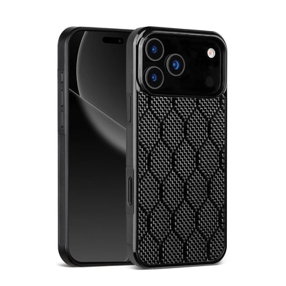 Shockproof Armor Cover - Carbon Fiber Magnetic Case With Honeycomb Block Texture for iPhone 11 12 13 14 15 16 17 Air Pro Max