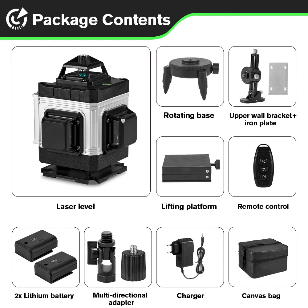 HGLINE Professional 16 Lines Laser Level With APP Remote Control Selfleveling 360° Horizontal And Vertical Laser Level