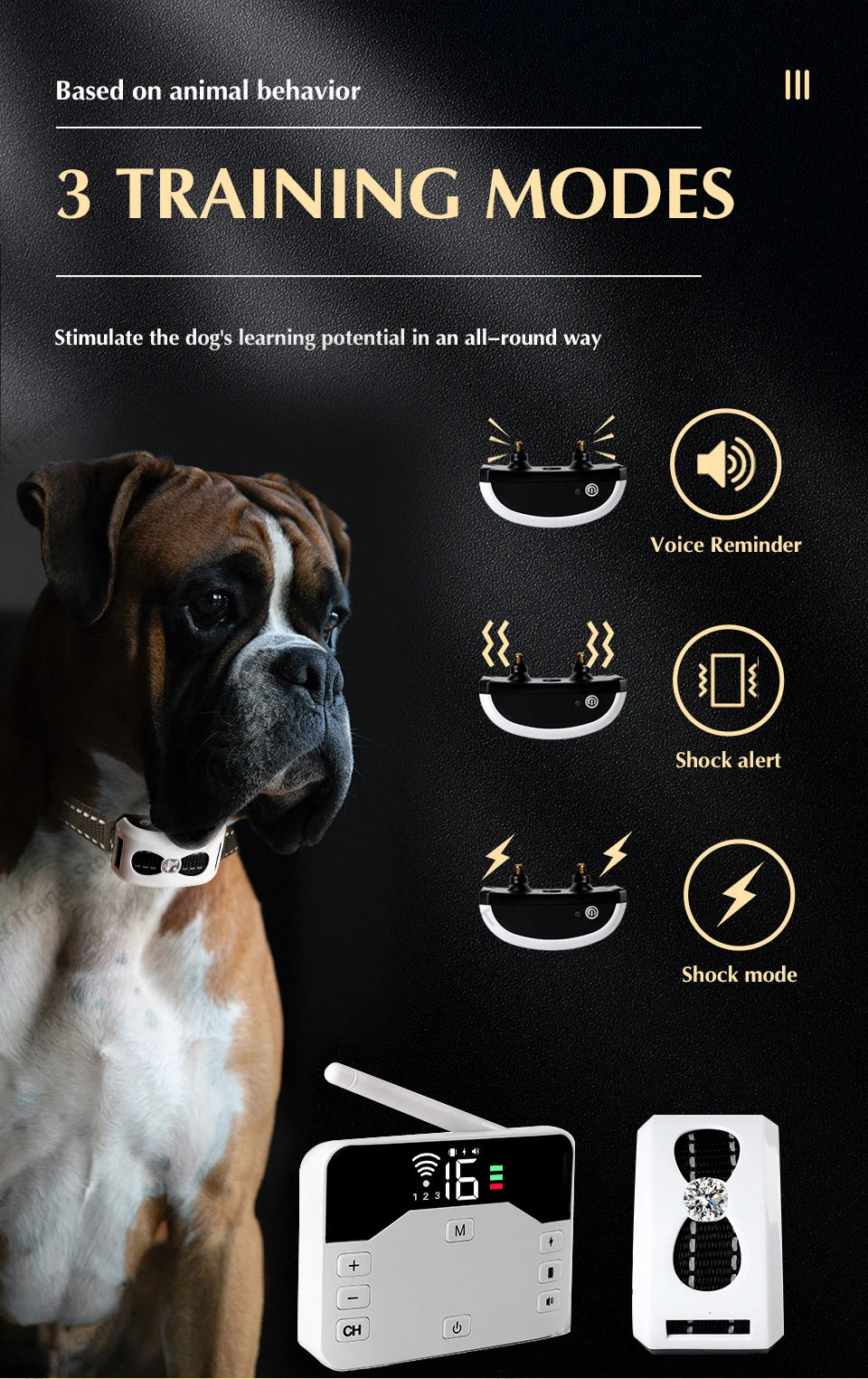 2 In 1 Electric Pet Wireless Fence Dog Training Collar Anti Runaway Up to 3 Dogs Outdoor Pet Containment Rechargeable System