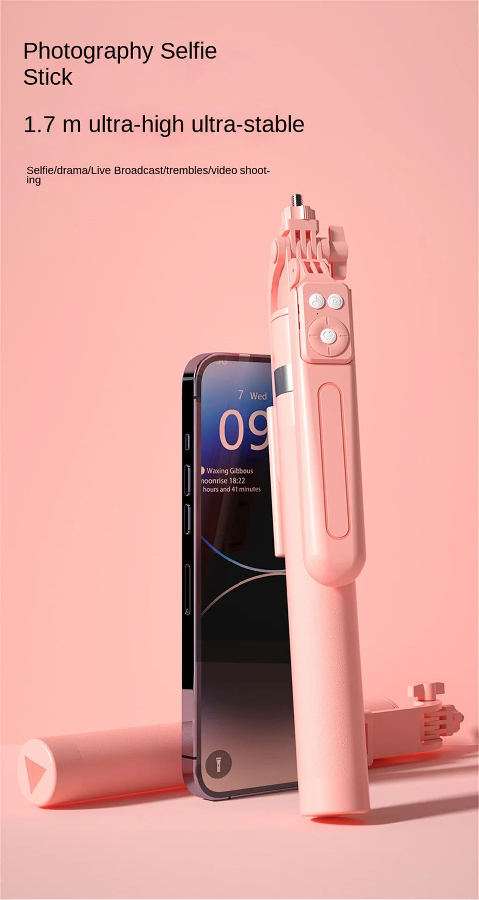 MEUYAG 170cm 360 ° rotation Selfie Stick with Wireless Bluetooth Extended Tripod with Remote Shutter for smartphone Android ios